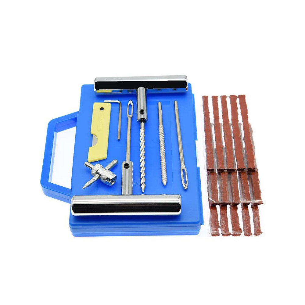 (EU Stock)Podofo 23pcs Car Bike Emergency Heavy Duty Tire T Handle Tyre Tire Repair Tool Kit Breakdown Set Patch Set for Car