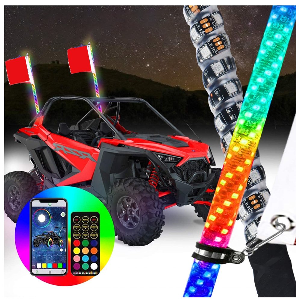 Flexible Led Whips Partes Y Accesorios Para Coches Warning Off Road Antenna Flag for Atvs Antenna Led Blu-toothled Whip