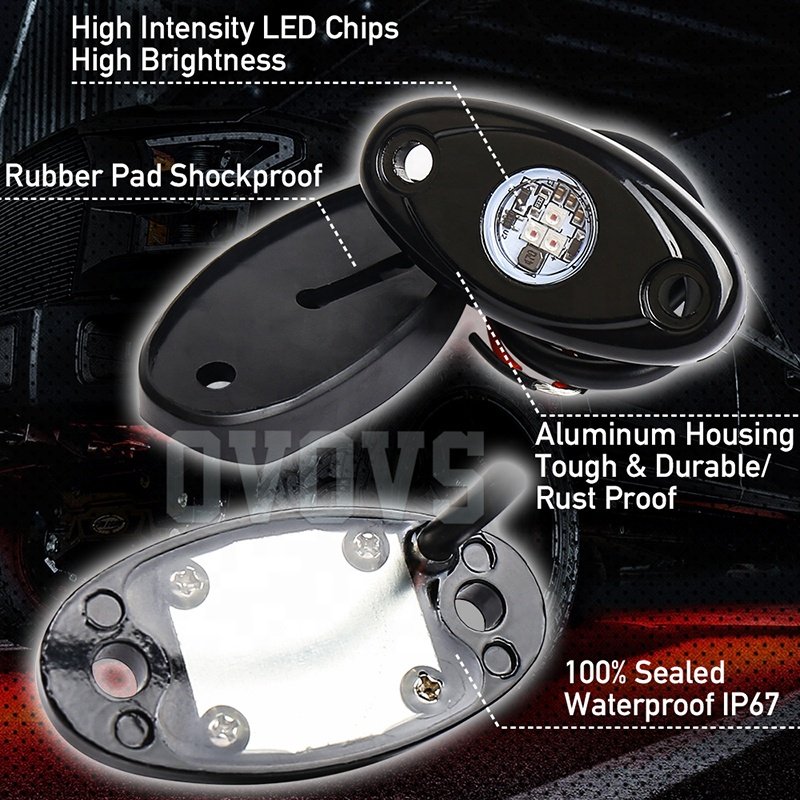 OVOVS IP68 Waterproof Under Car Red Mini Light Led Rock Lights for ATV UTV 4x4