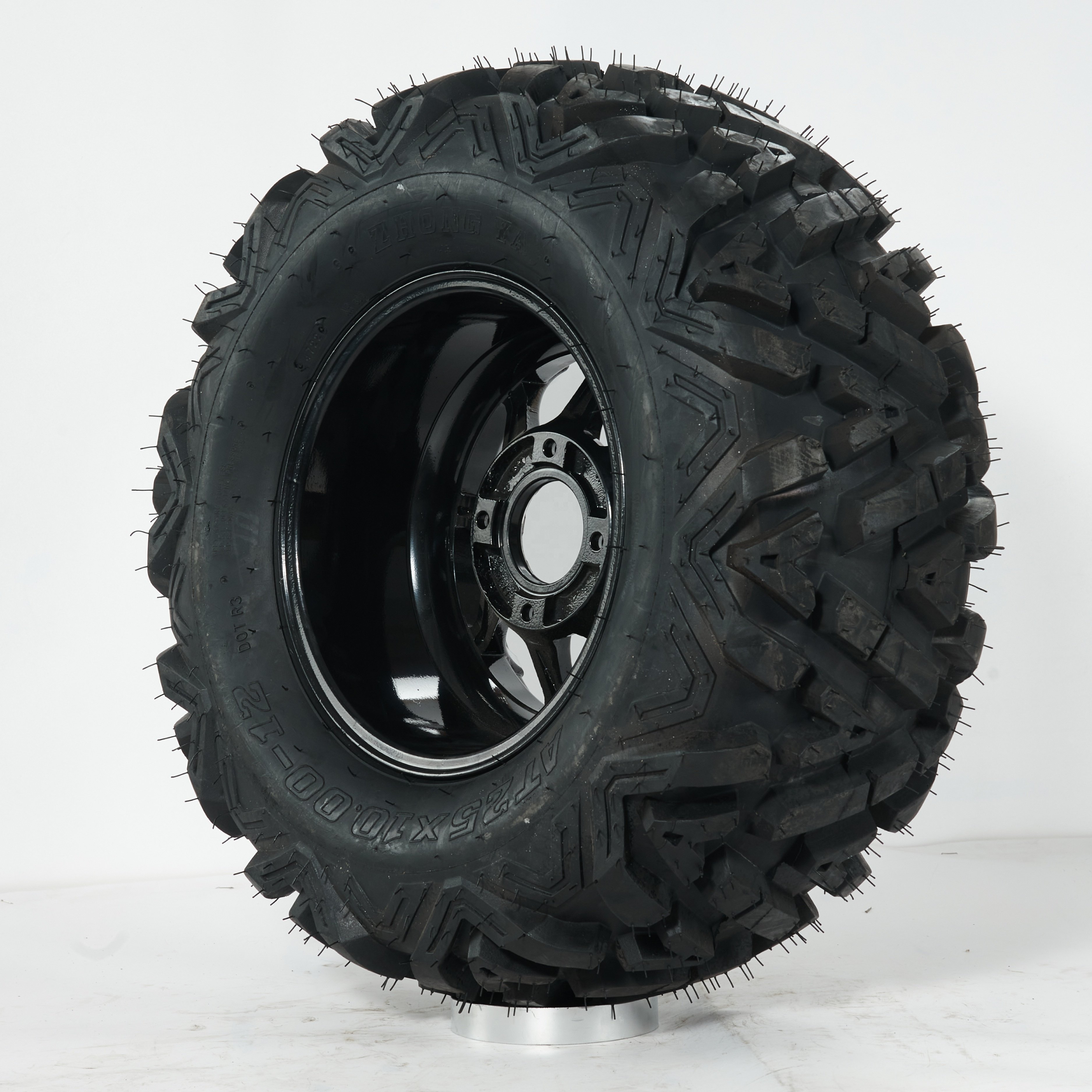 Wholesale 25x10-12 Rear Tubeless A-shaped Tread Design Tire with 12 Inch Alloy Rim 25x8-12 6PR ATV UTV All-terrain Tire Set