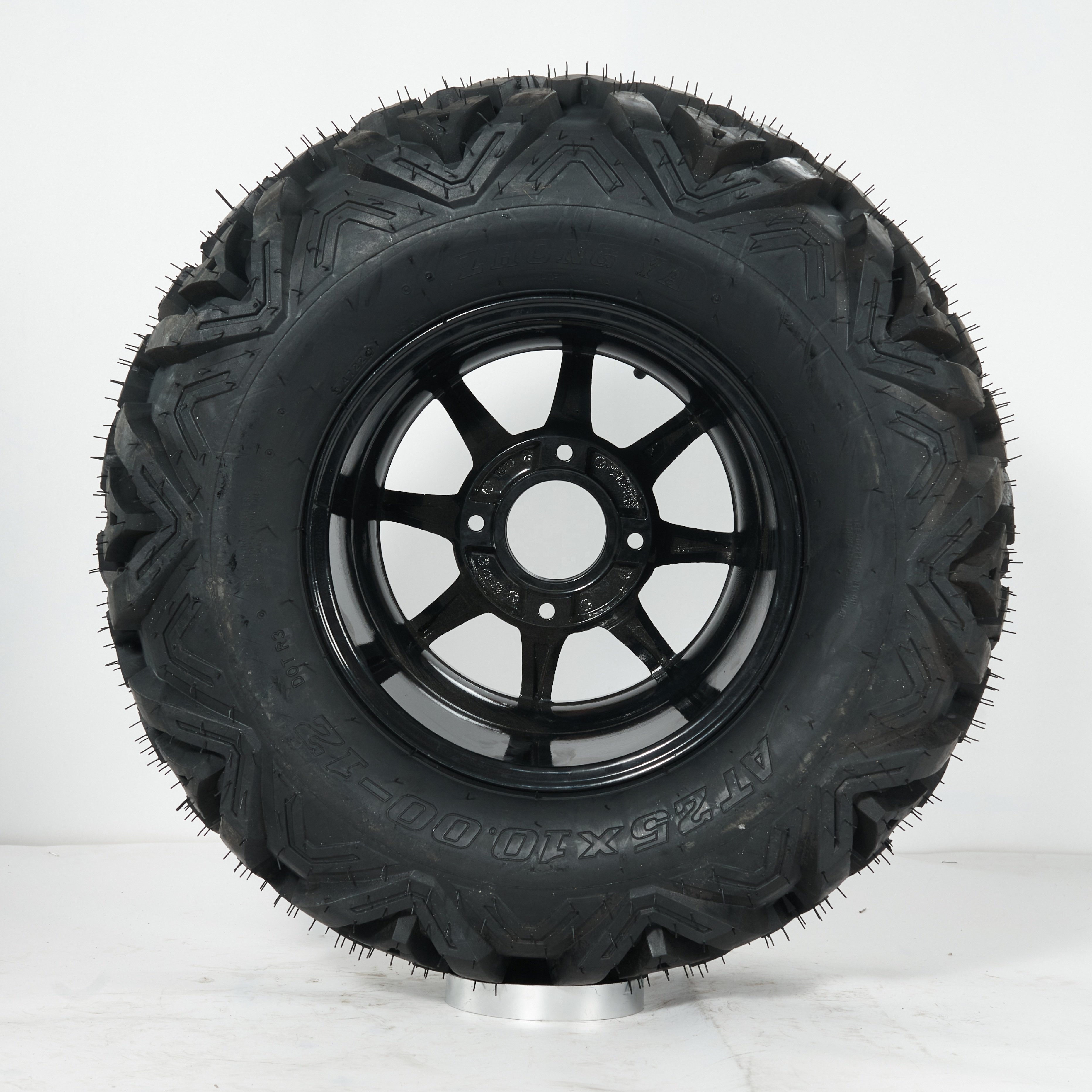 Wholesale 25x10-12 Rear Tubeless A-shaped Tread Design Tire with 12 Inch Alloy Rim 25x8-12 6PR ATV UTV All-terrain Tire Set