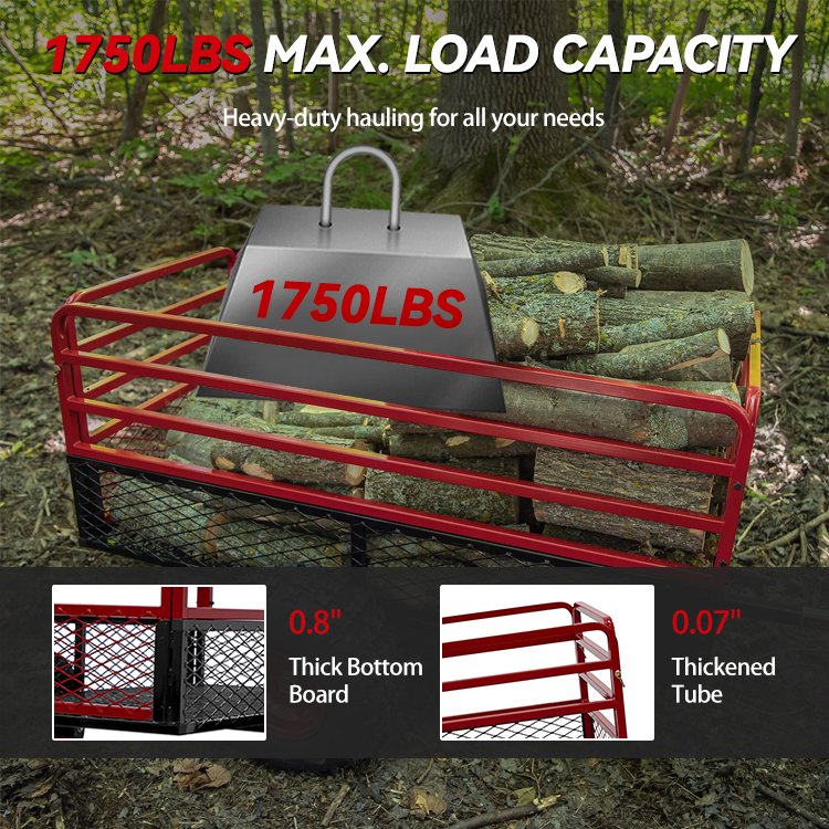 RCM Atv Towed Trailer Mesh Dump Cart With Foldable Sides Cage Trailer Atv Metal Trailers