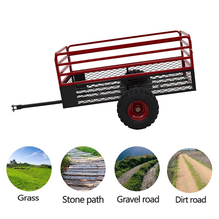 RCM Atv Towed Trailer Mesh Dump Cart With Foldable Sides Cage Trailer Atv Metal Trailers