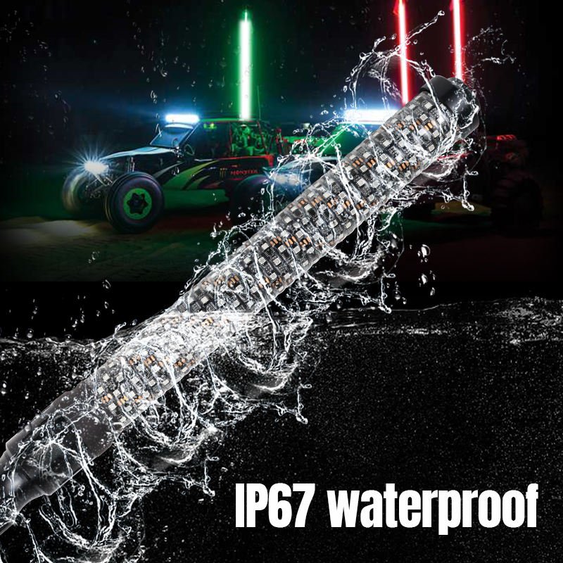 Music Remote APP Control ATV UTV 3ft Spiral Antennas Antena Led RGB Hyper Fat Led Whip Lights for Polaris RZR for Maverick X3