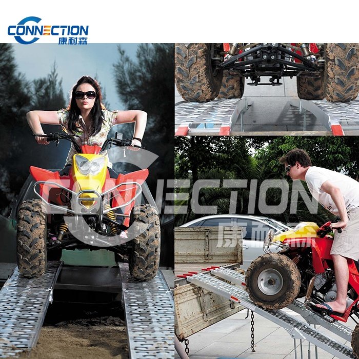 ATV Car Aluminum Folding Loading Ramps Foldable Motorcycle Aluminium Loading Ramp Customized Size Dock Folding Loading Ramp