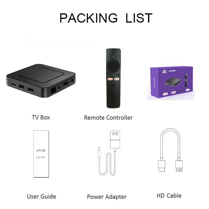 New Android Smart ATV TV Box Z6 4K Media Player Voice Control Remote HD Streaming Device Android Tv Stick