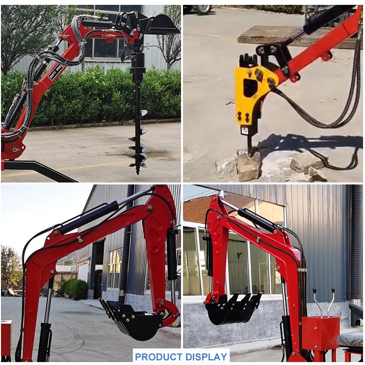 China High Quality 360 Rotation Degree Self Power Atv Towable Backhoe Digger Excavator Loader for Sale With 9-15hp Engine