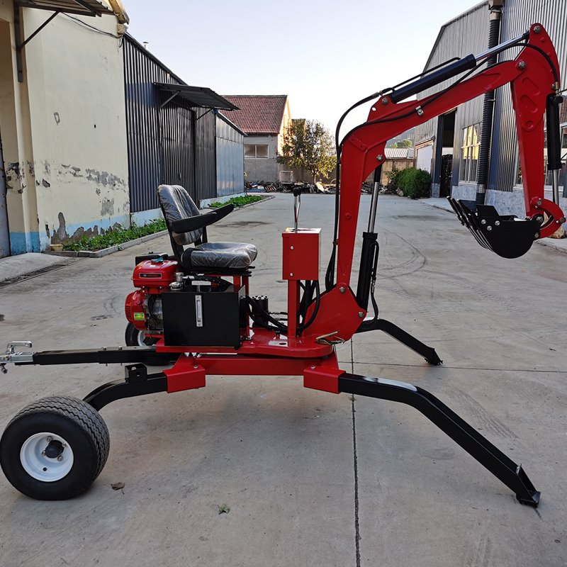 China High Quality 360 Rotation Degree Self Power Atv Towable Backhoe Digger Excavator Loader for Sale With 9-15hp Engine