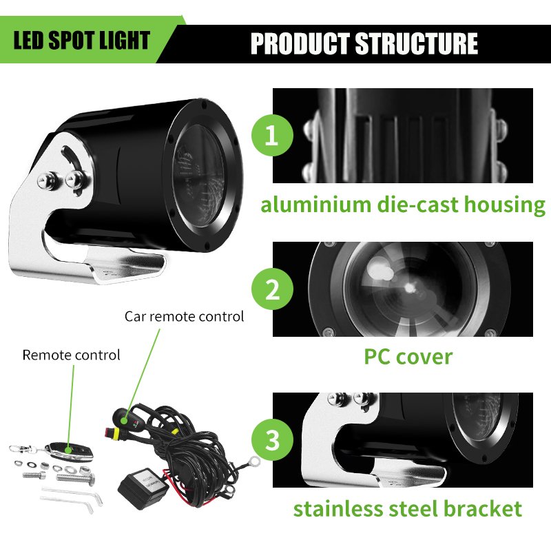 RGBW Multi Colors Die Casting Aluminum IP67 Waterproof Hyper Spot Beam LED Pod Laser Whip Light