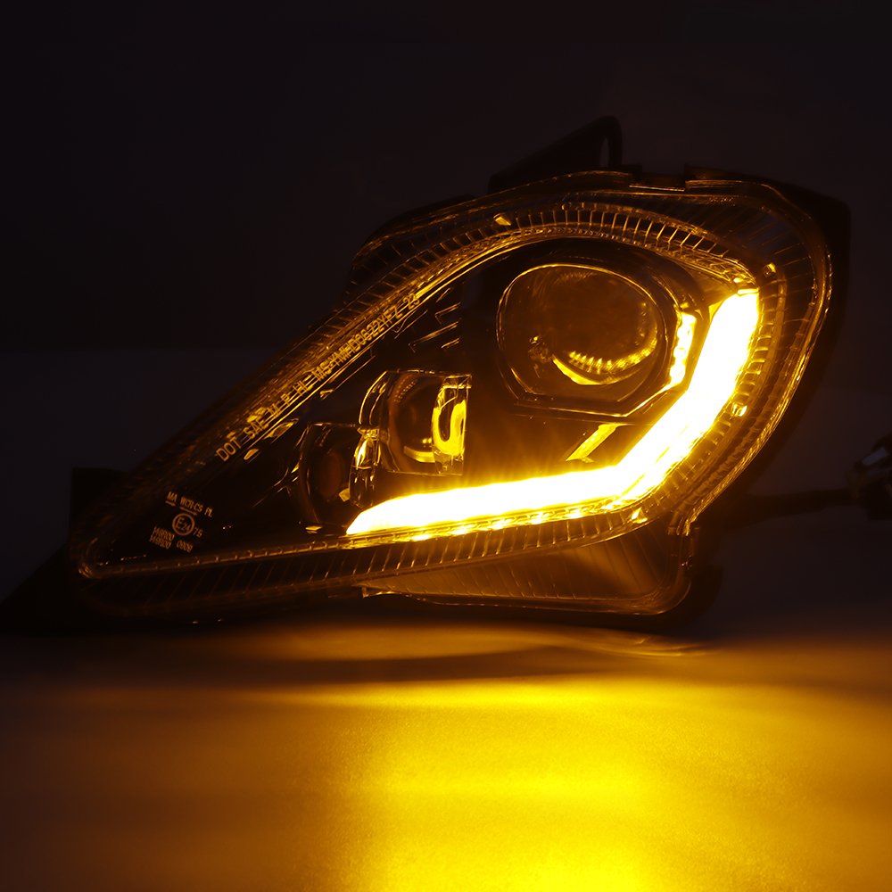 Quad Bike Accessories for Yamaha 2006-2022 Raptor 700 LED Projector Headlights White/Amber Halo ATV Headlights