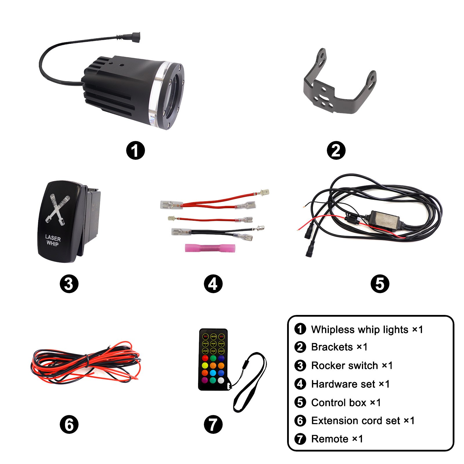 RGBW Laser Whip Light Kit with App and Remote Control for UTV ATV SXS Sand Off Road 2PCS
