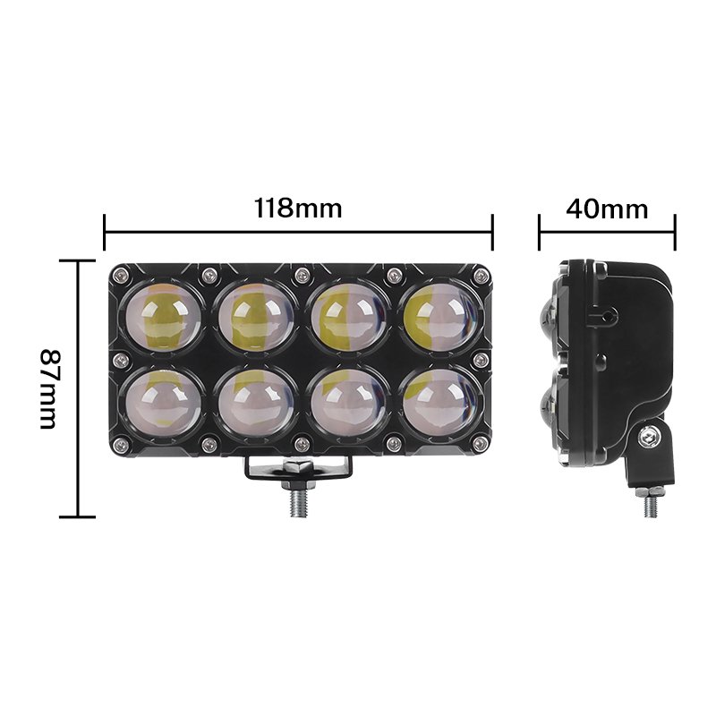 8 Lens 32W Motorcycle LED External Spotlight White Yellow Hi/Low Beam Auxiliary Light Motorbike Driving Fog Lamp for Car ATV SUV