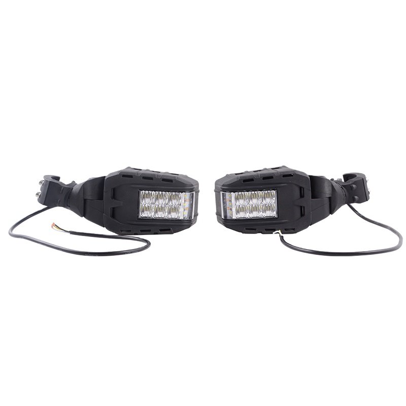 YongJin 1 Pair Atv Body Kit Rear View Side Mirror R-igid 64011 with LED Lights DRL Turn signal Light for Polaris RZR for Can Am