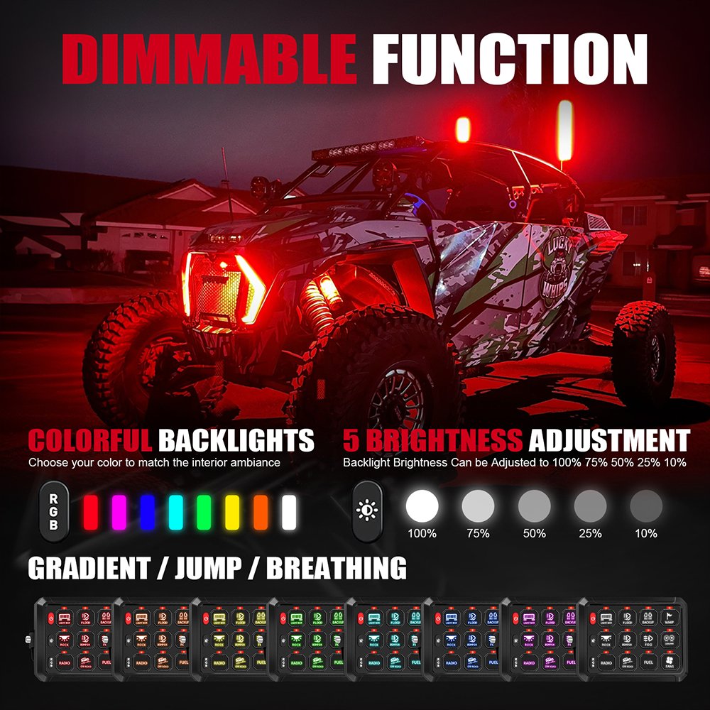 App Control Aux Automotive Circuit Control Relay System Box Rgb 12v Bluetooth Switch Panel for SUV ATV UTV Marine Truck