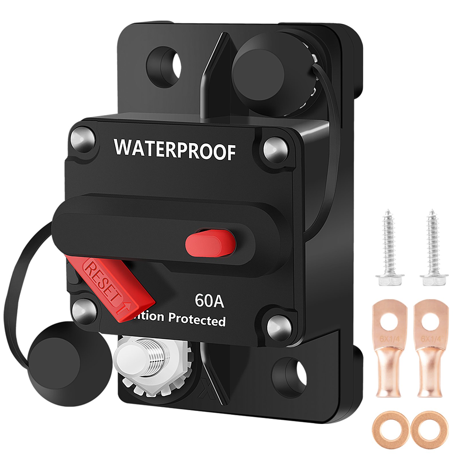 12-48V DC Car 30-300A Inline Overload Fuse Protection Circuit Breaker with Switch Manual Reset Waterproof for Marine Auto ATV RV