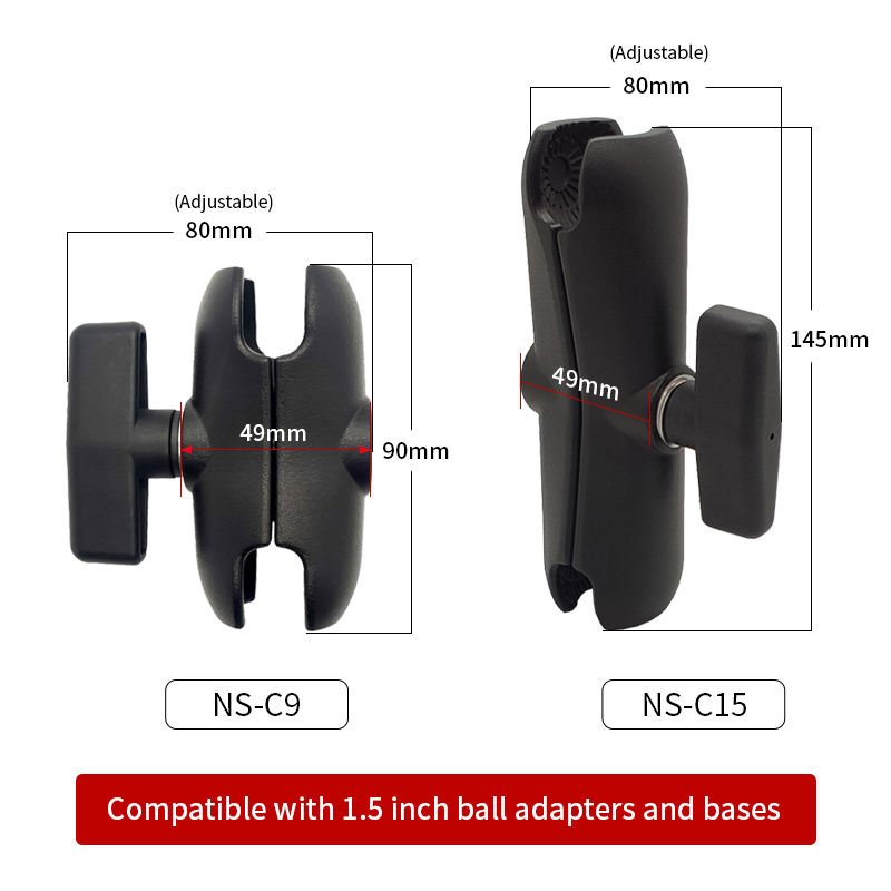 ATV UTV bar Pipe Camera Mount Portable Monitor Bracket Car Tablet Holder C Size 1.5 Inch Ball Base Large Tube Rail Mount Clamp