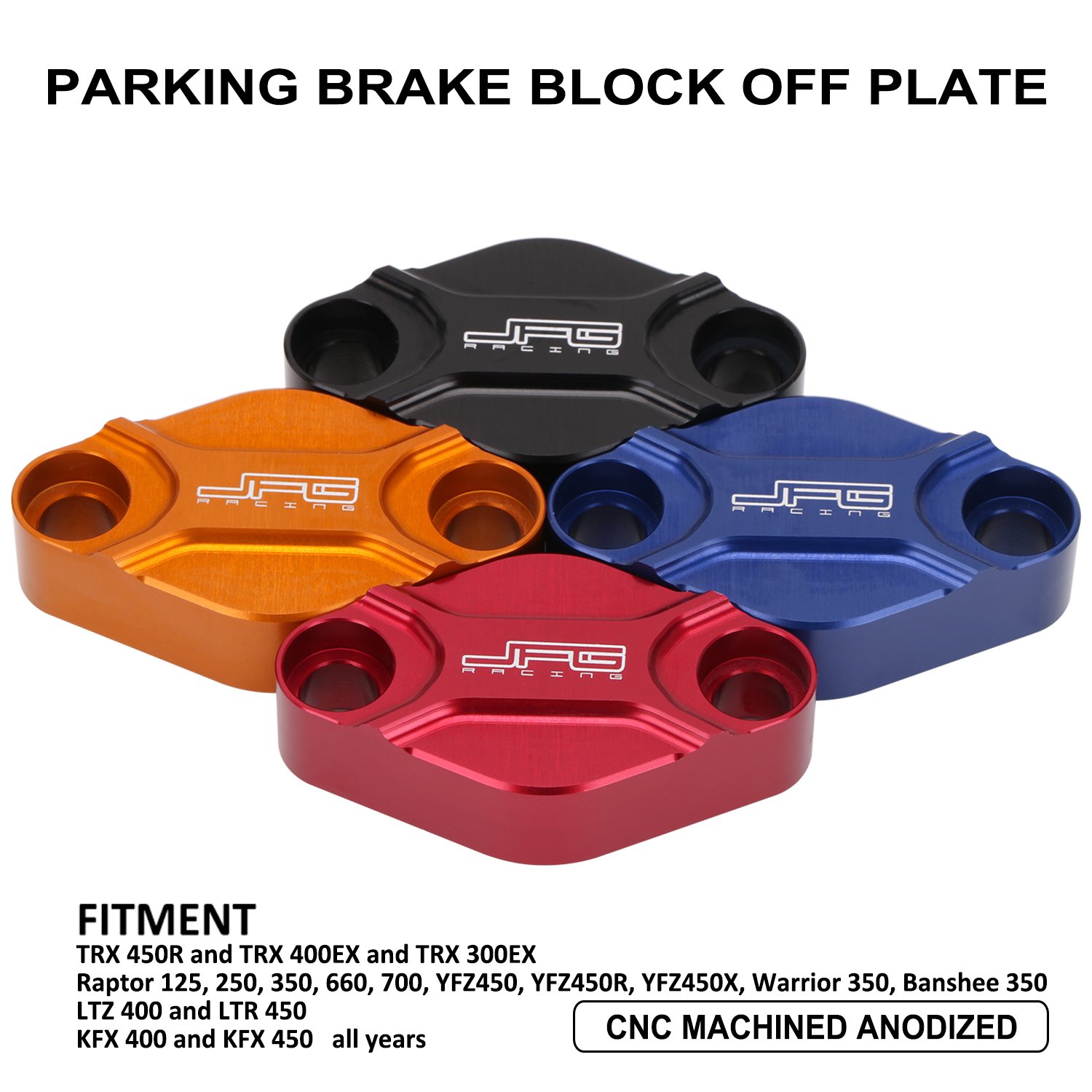 JFG CNC Aluminum TRX 450R YFZ450 KFX 450 Motorcycle ATV Parking Brake Block Off Plate Banshee 350
