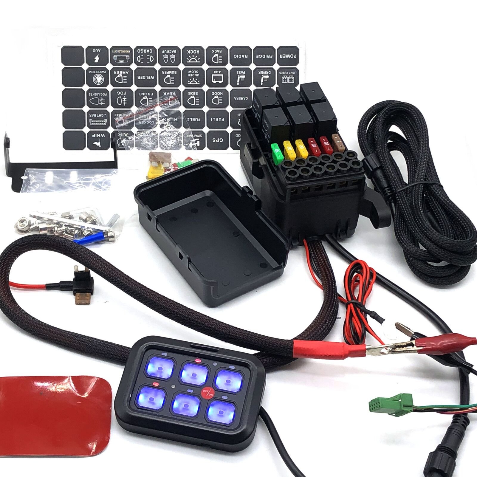 12v Automatic Dimmable 6 Gang Switch Panel With Universal Circuit Control Relay System Box for Cars Trucks Boats ATV UTV SUV