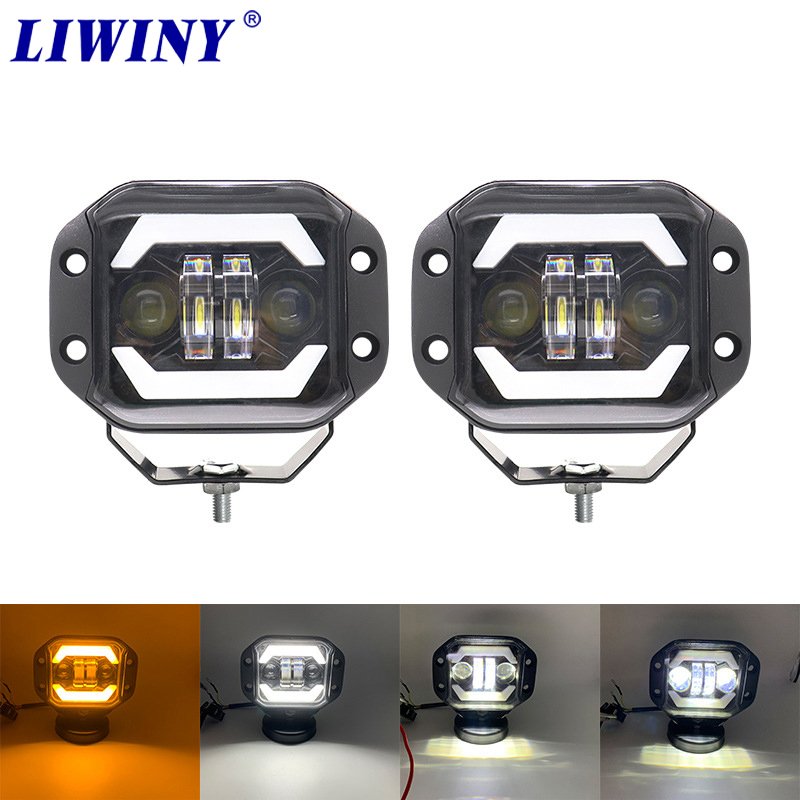 Liwiny 5inch Led Work Light 40w Flush Mount Off-road 12v Spot Beam Pods Lamp for Car 4x4 4wd Suv Truck Atv Headlight