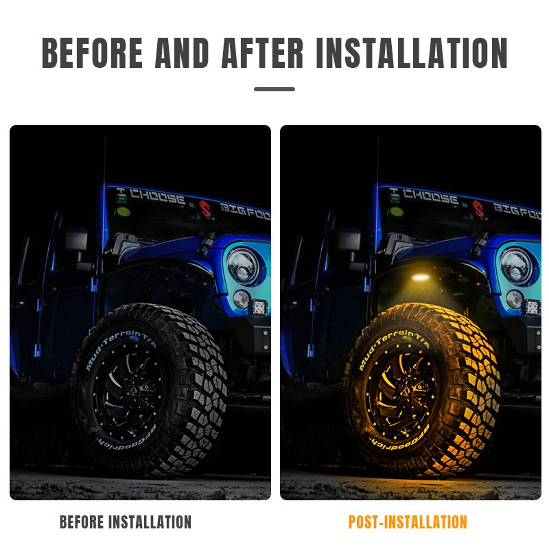Music Mood Red White LED Neon Rock Light Waterproof Chassis RGB LED Rock Lights for Truck Offroad ATV
