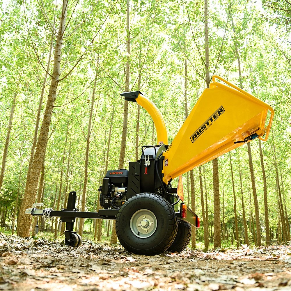 AUSTTER Self-feeding ATV 15HP Gasoline 120mm Wood Chipper Shredder Branch Garden Tree Shredders Machine China Wood Chipper