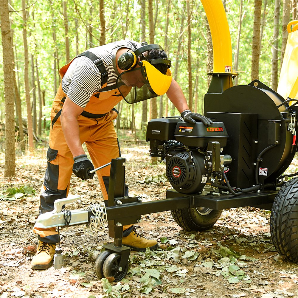 AUSTTER Self-feeding ATV 15HP Gasoline 120mm Wood Chipper Shredder Branch Garden Tree Shredders Machine China Wood Chipper