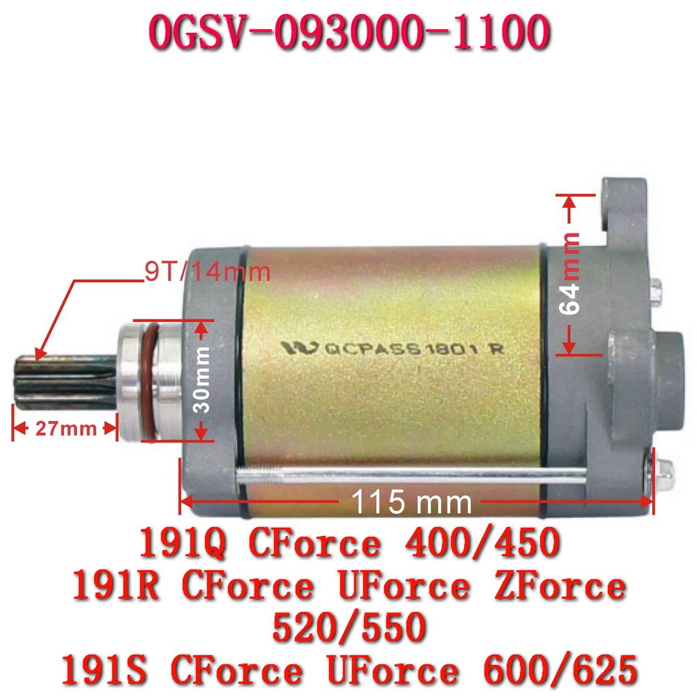 CF600 CF625 ATV UTV SSV OEM Starting Motor for 0GSV-093000-1100 CFMoto CForce UForce 600 Atv/utv Parts & Accessories