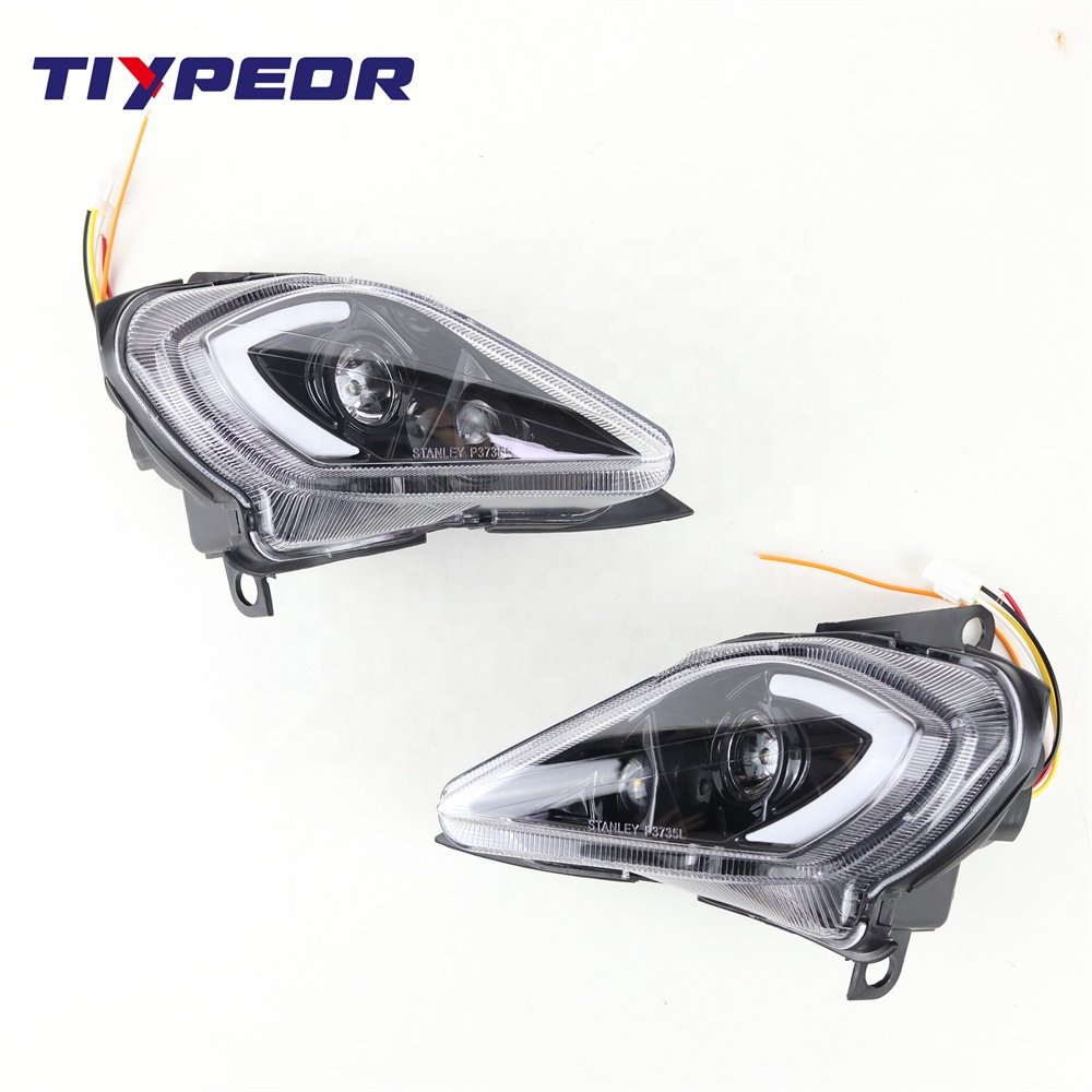 TIYPEOR Hot Sales Black LED Headlight Front Lamp Assembly with Hi-low Beam DRL LED Projector Headlights for YAMAHA YFZ RAPTOR