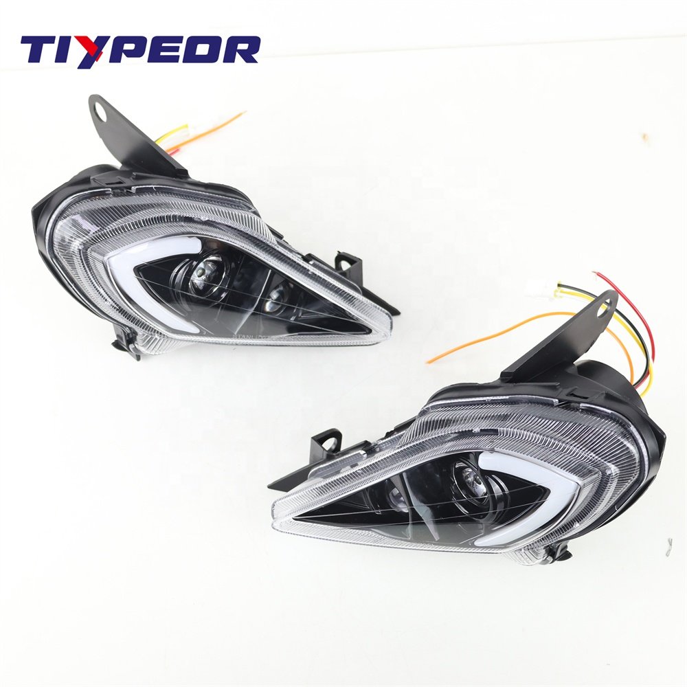 TIYPEOR Hot Sales Black LED Headlight Front Lamp Assembly with Hi-low Beam DRL LED Projector Headlights for YAMAHA YFZ RAPTOR
