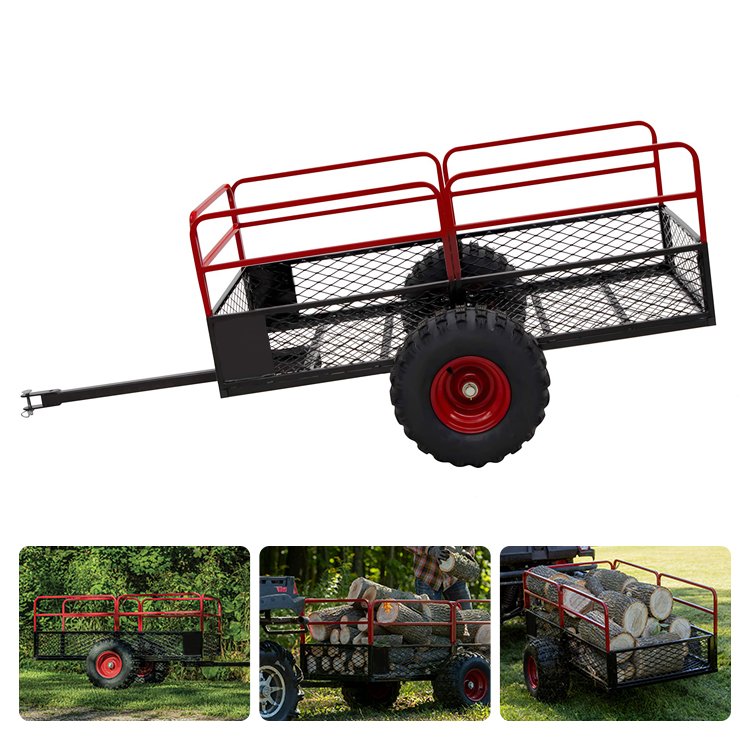 ATV/UTV Heavy Duty Utility Cart Cargo Trailer Mesh Dump Cart with Foldable Sides Atv Trailers