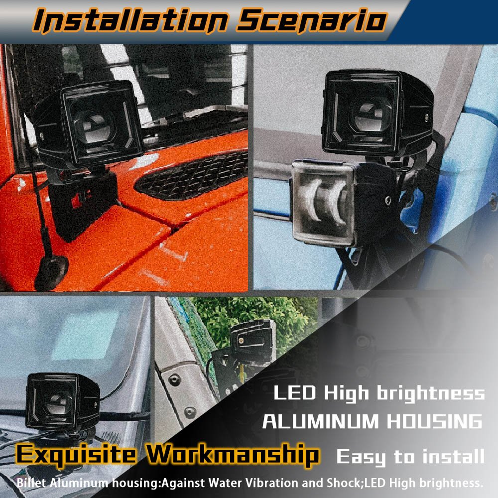 4 Inch 50W LED Work Light White Yellow Work Lamp 12V Spot Lights Beam Driving Lamps for 4x4 Offroad Vehicle Truck Boat Tractor