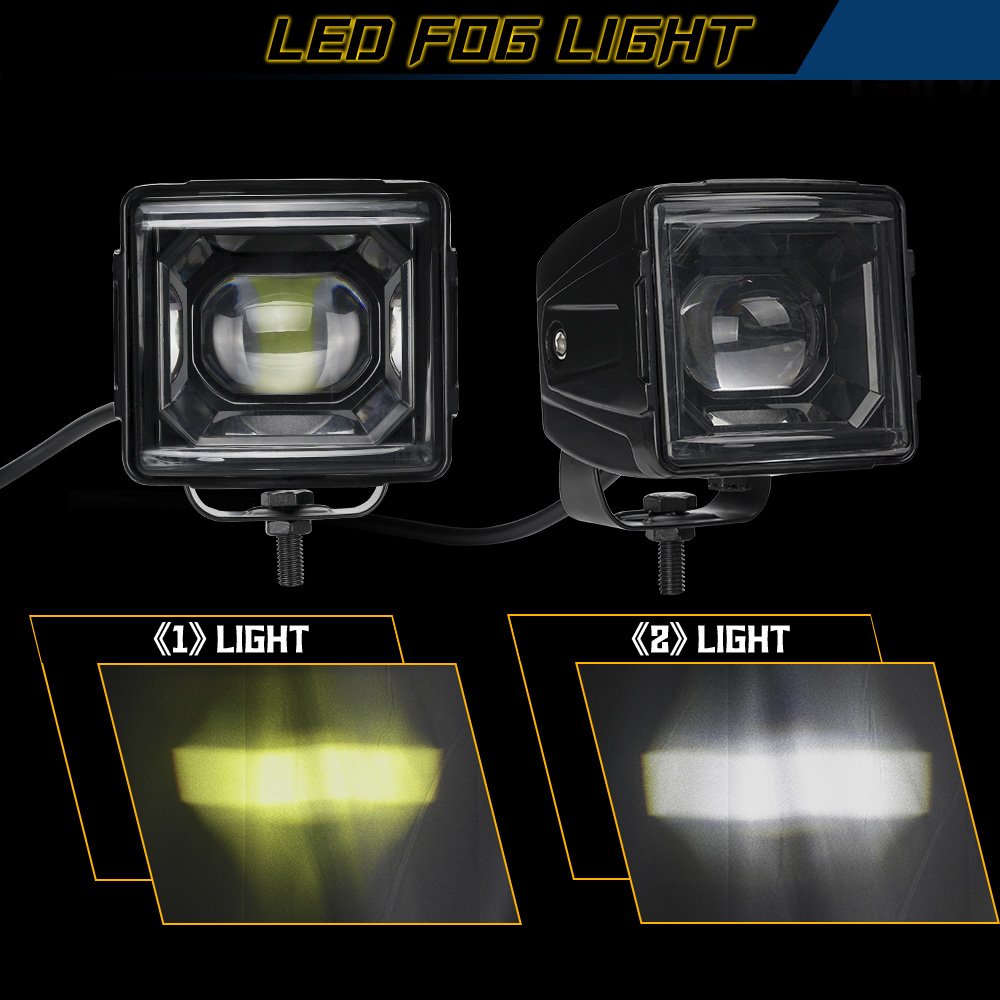 4 Inch 50W LED Work Light White Yellow Work Lamp 12V Spot Lights Beam Driving Lamps for 4x4 Offroad Vehicle Truck Boat Tractor