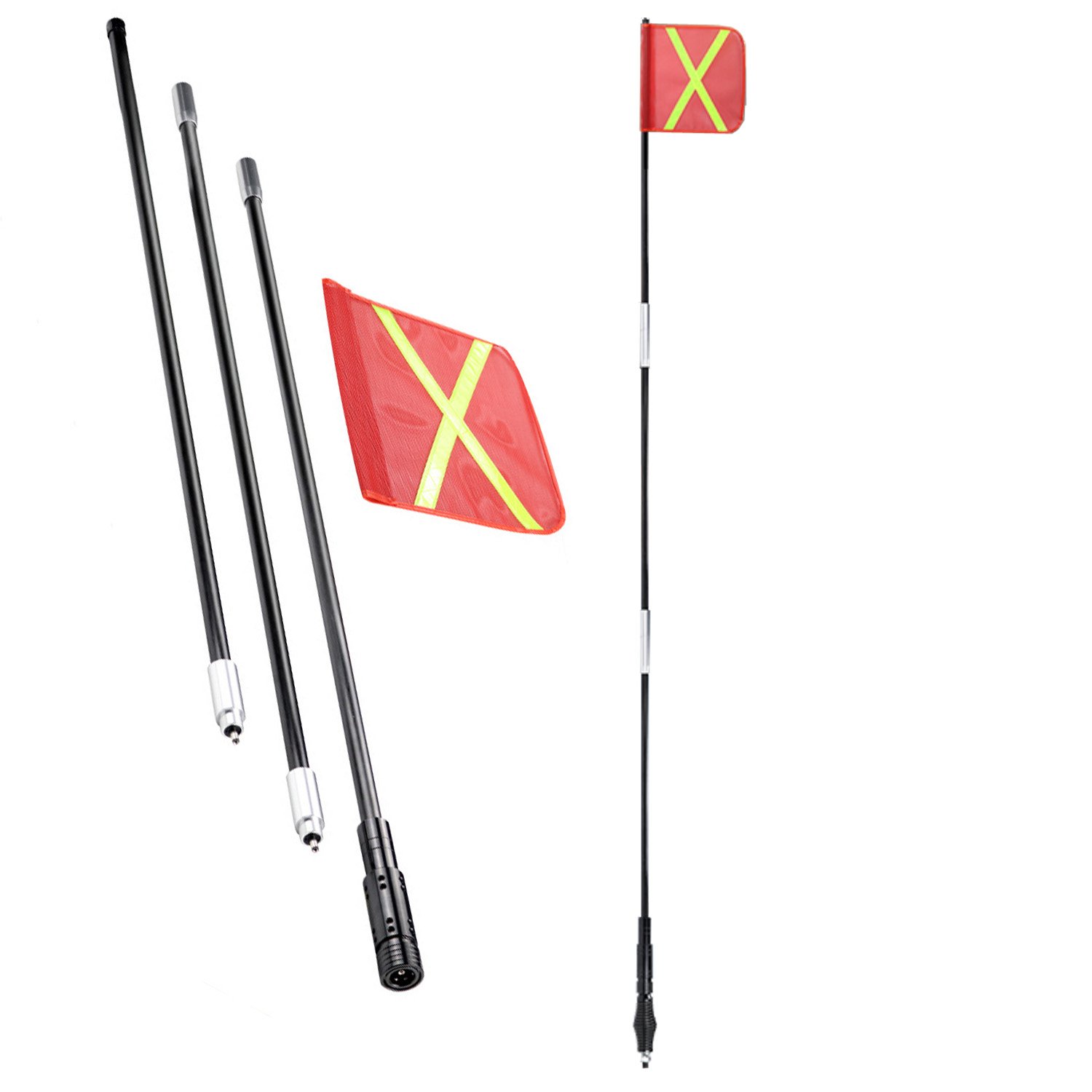 Splice Warning Mine Safety Whip 8/10/12ft Mining Safety Whip Flag for Offroad Vehicle UTV ATV Truck Pickup