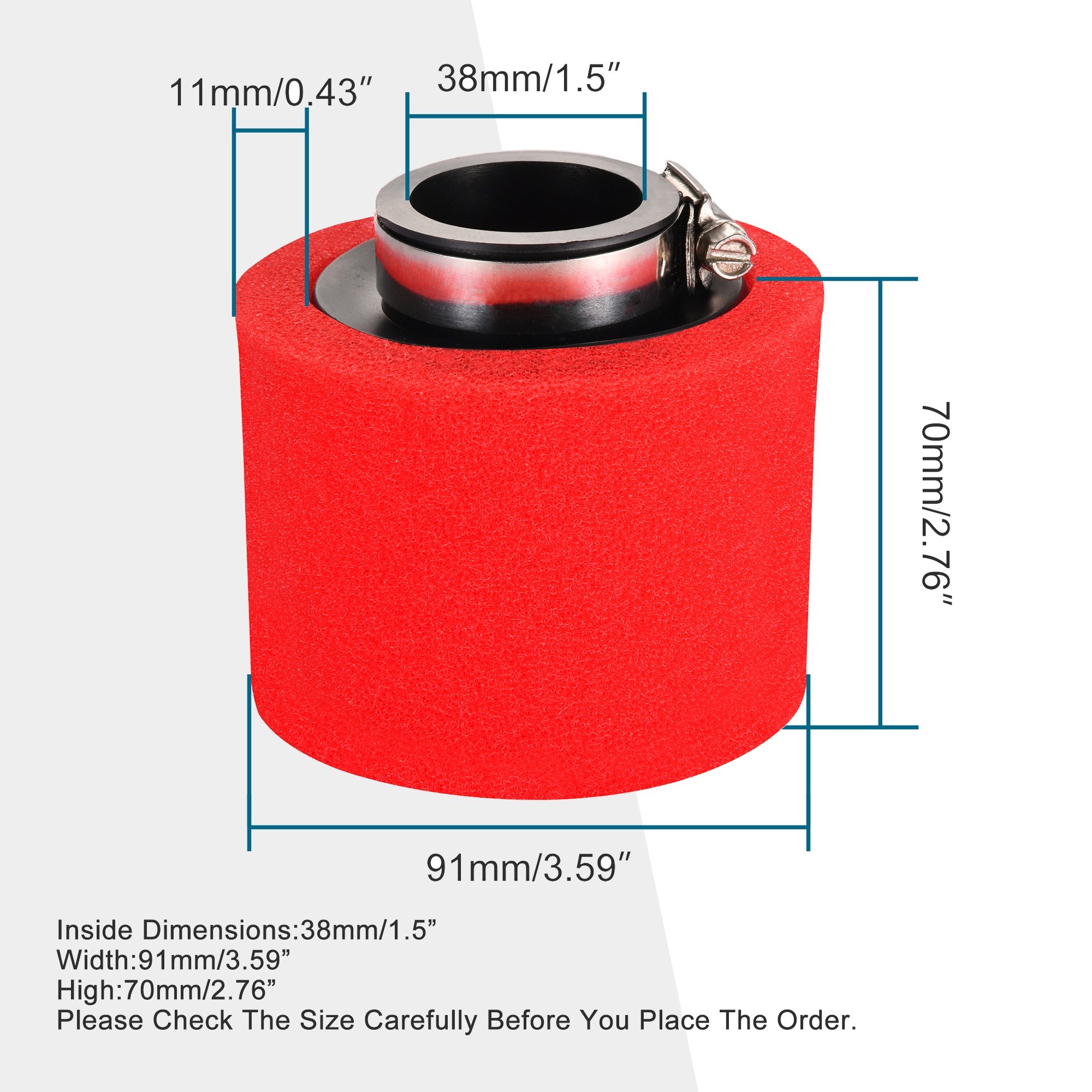 GOOFIT 39mm Air Filter Replacement for 4 Stroke 50cc 70cc 90cc 110cc 125cc 150cc 200cc ATV Quad Go Kart Dirt Bike XR50 CRF50 Red