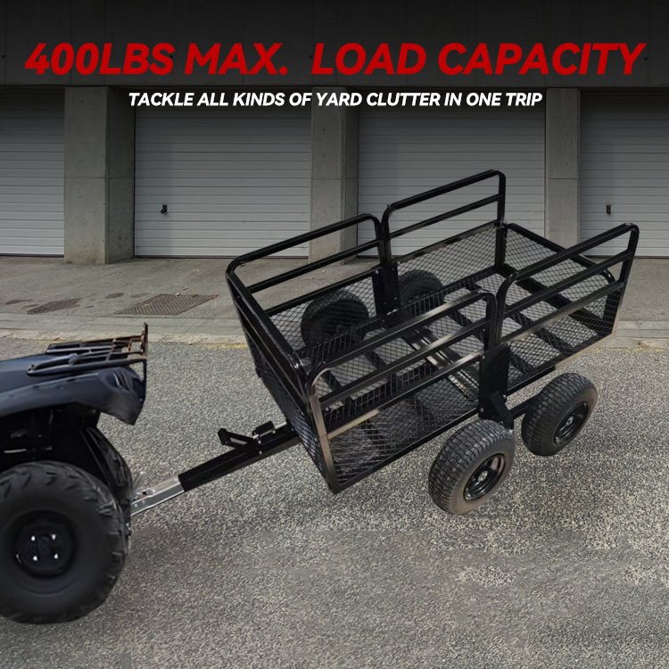RCM Heavy Duty Dual Axle Cubic Feet ATV UTV Lawn Cart Four Wheel Trawl ATV Trailer
