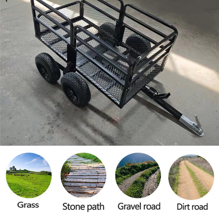RCM Heavy Duty Dual Axle Cubic Feet ATV UTV Lawn Cart Four Wheel Trawl ATV Trailer