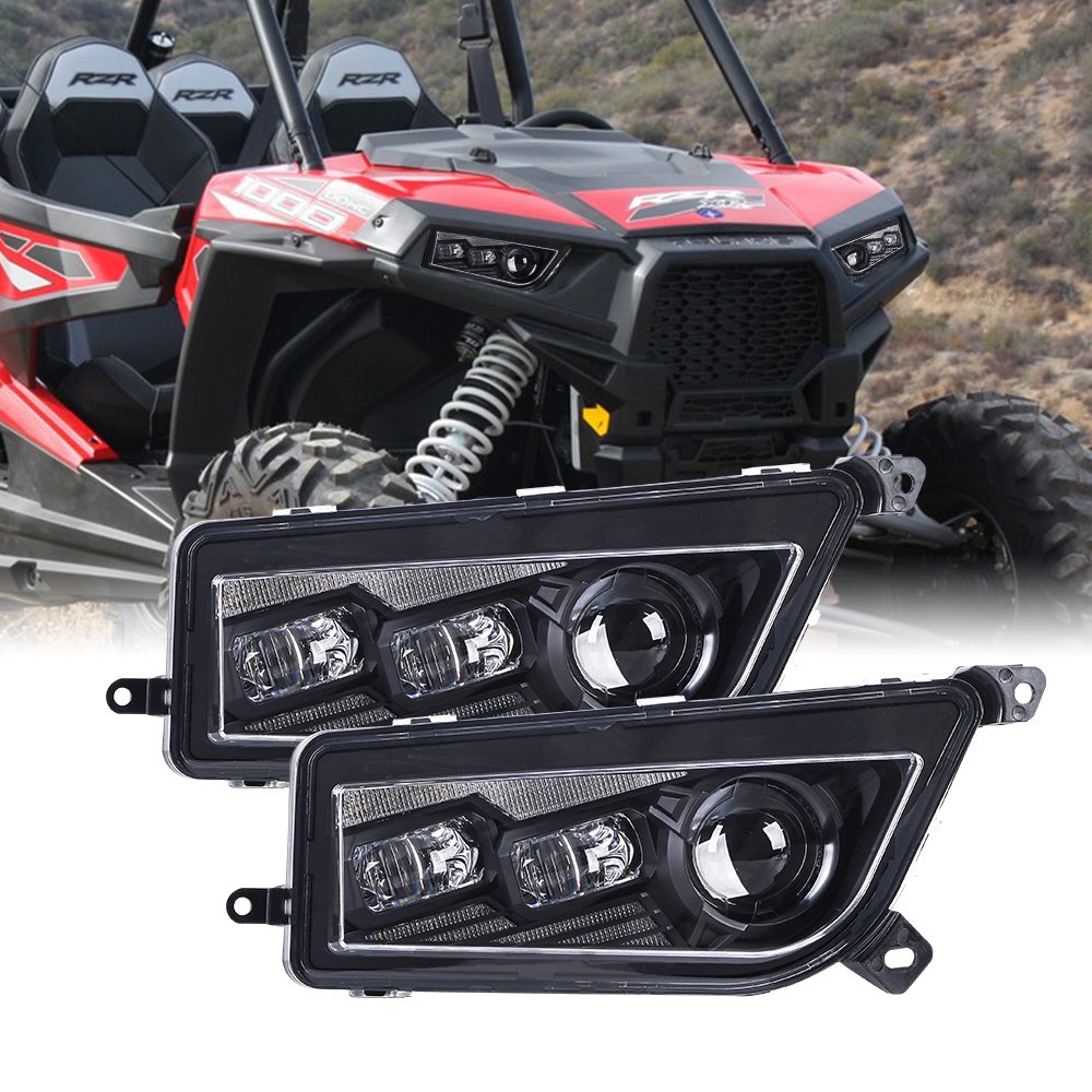 For ATV UTV Front LED Headlight 120W Head Light Lamps DRL Turn Signal for Polaris RZR 1000 XP 4 1000 2014 2015 2016 2017 2018