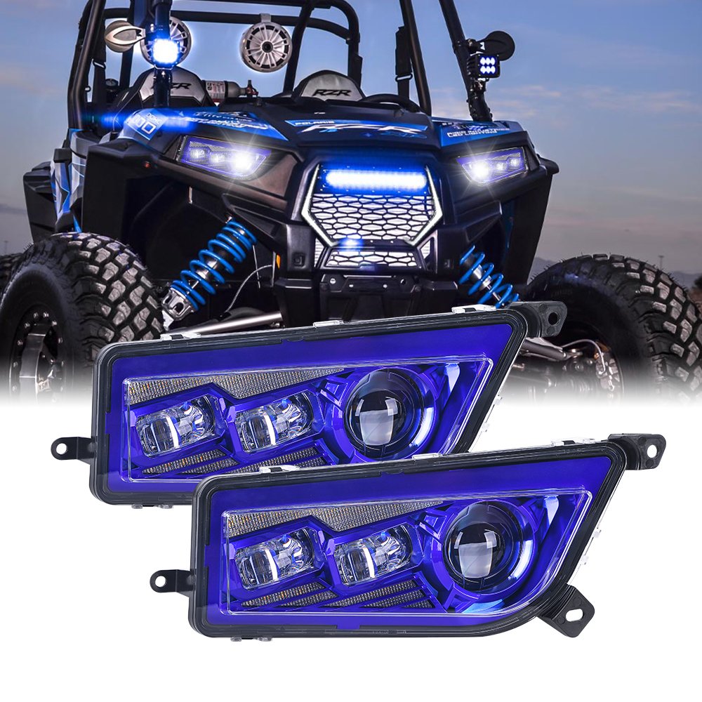 For ATV UTV Front LED Headlight 120W Head Light Lamps DRL Turn Signal for Polaris RZR 1000 XP 4 1000 2014 2015 2016 2017 2018