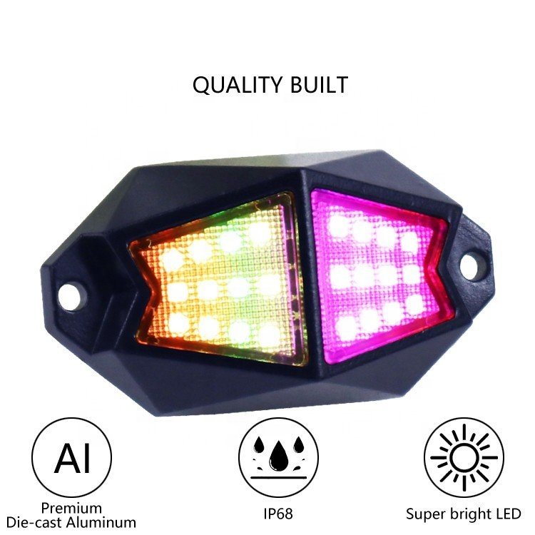 4/6/8 Pods Multicolor Off Road RGB LED Rock Light Kit With APP and Remote RGBW LED Rock Lights for Polaris RZR for Cam Atv Utv