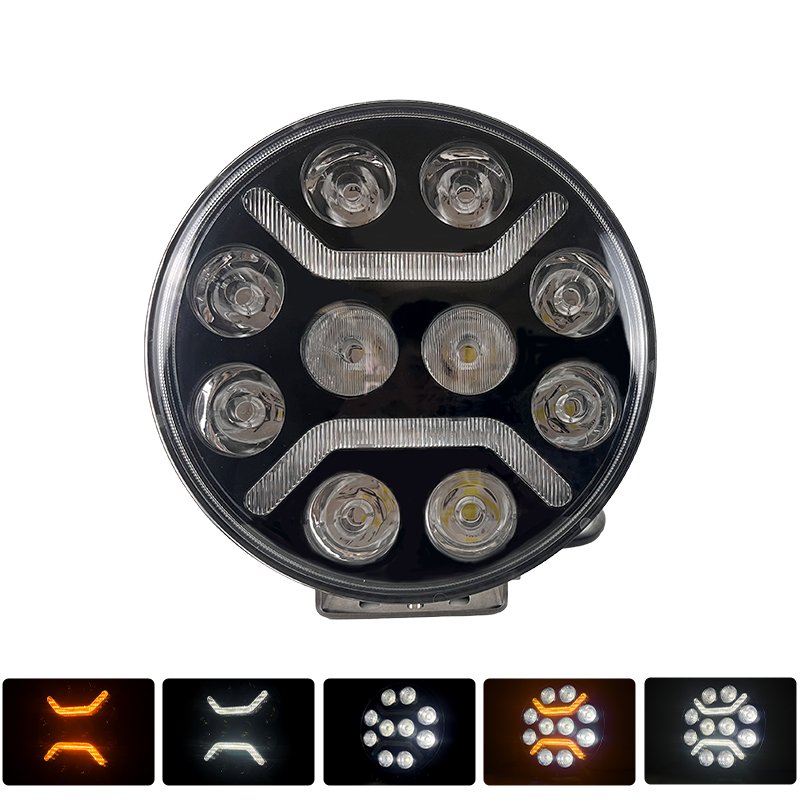 2024 Hot Selling 9 Inch 10 Inch Amber White DRL Spotlight Light Ip68 Led Driving Light Truck Car UTV ATV Auto Led Work Light