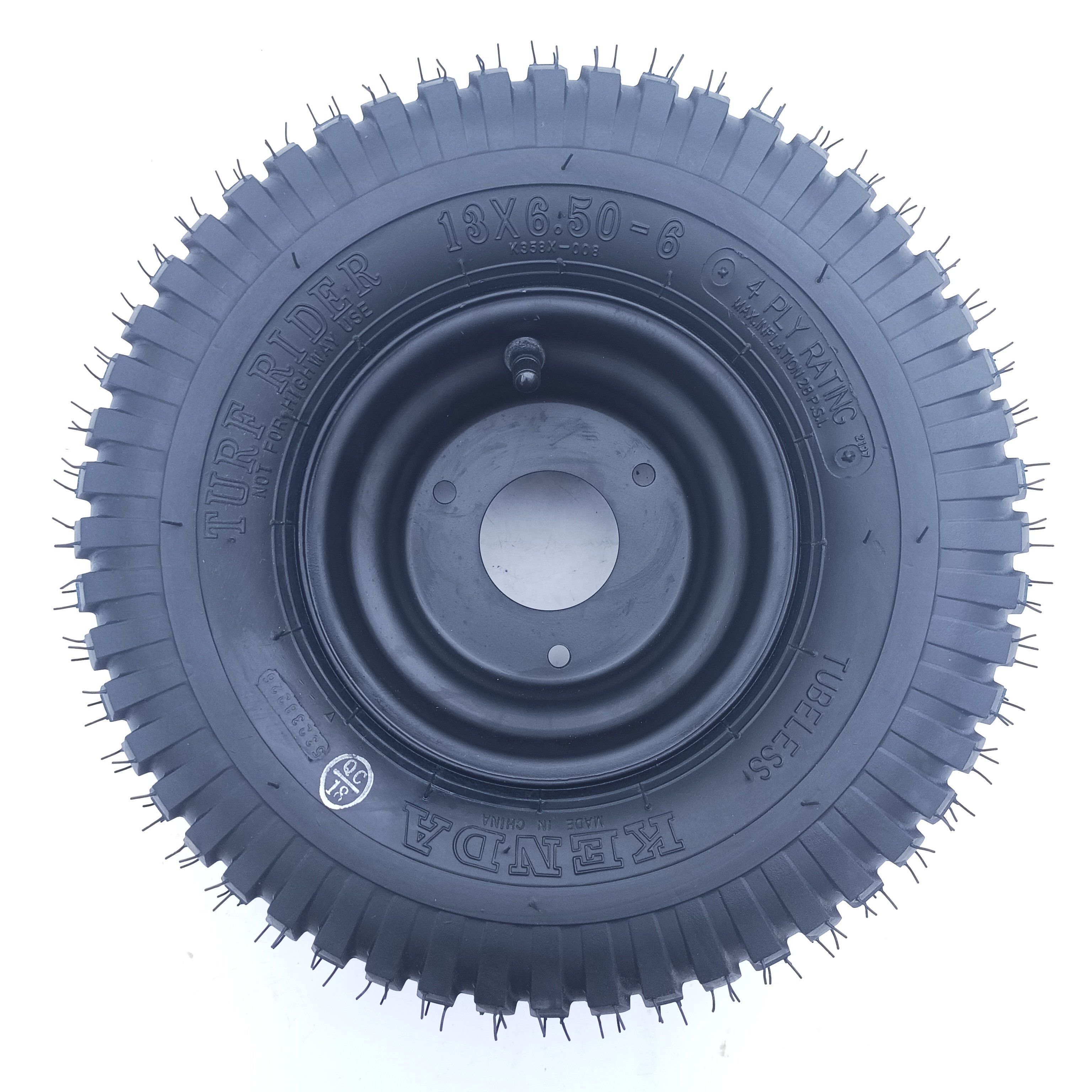 Top Quality 6 Inch Tubeless Tire 13*6.50-6 with 3 Holes Steel Rim Fit for Garden Lawn Mower /Small ATV /Trailer Cart