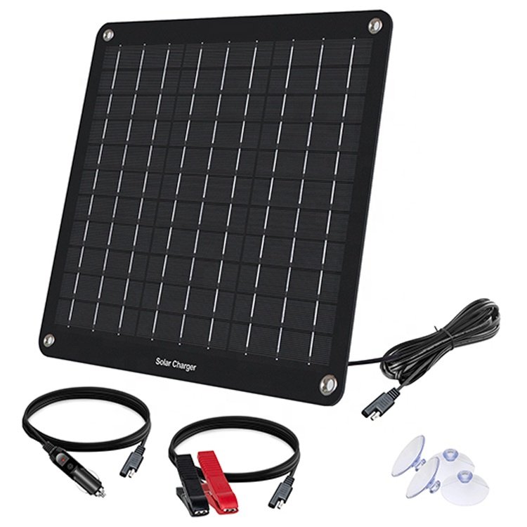10W Solar Car Battery Charger Maintainer 12V Waterproof Solar Panel Portable Solar Trickle Charger