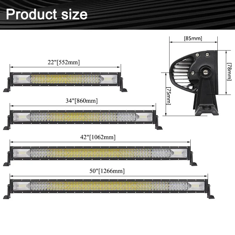 22 34 42 50 Inch Offroad LED Light Bar Work Light Combo LED Bar 240W Light for Tractor Truck SUV ATV 12-30V Driving Lamp