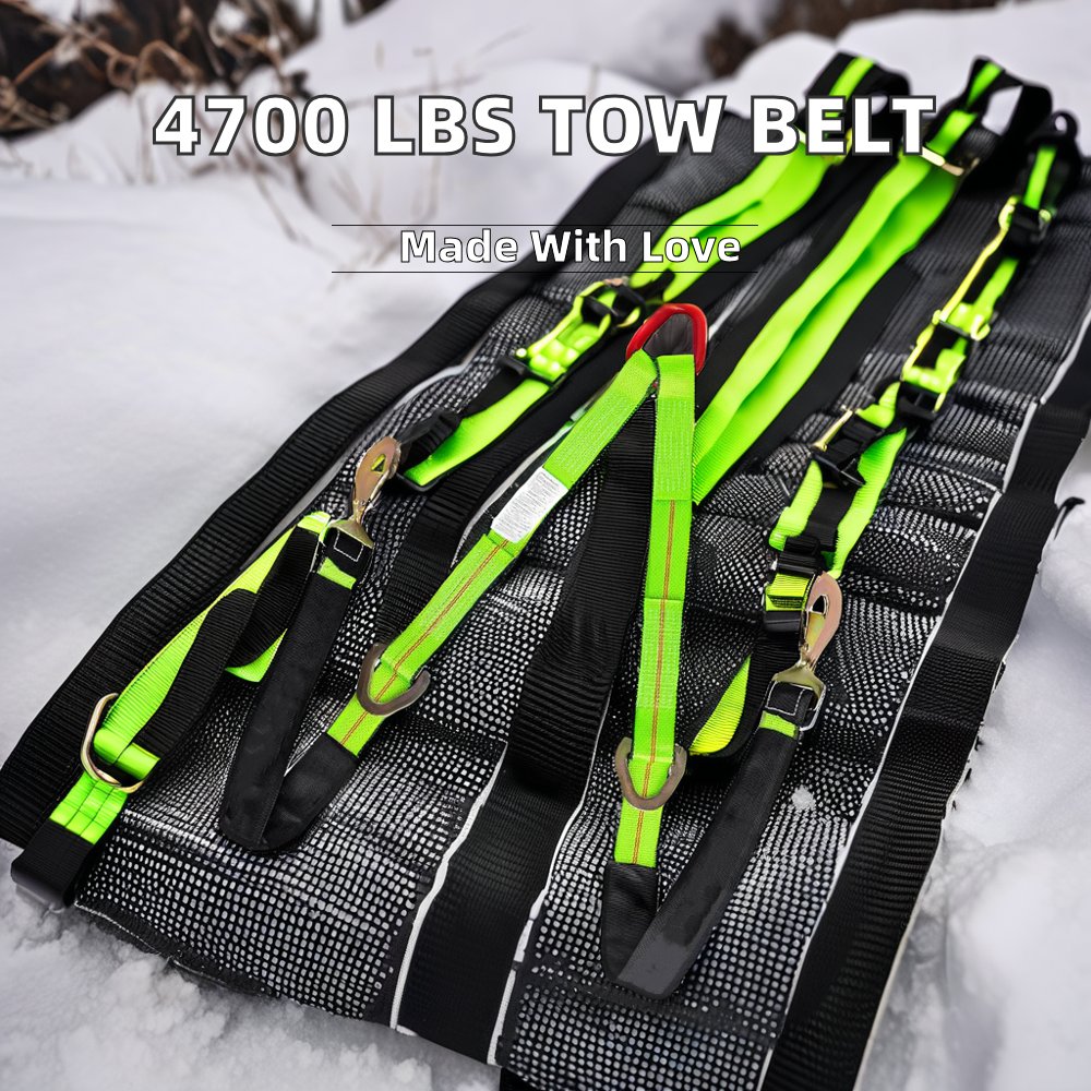 4700 Lbs Polyester Trailer Rescue Tow Truck Accessory with Snap Hook 2 Inch V Bridlestrap for Car UTV ATV SUV Tractor Truck