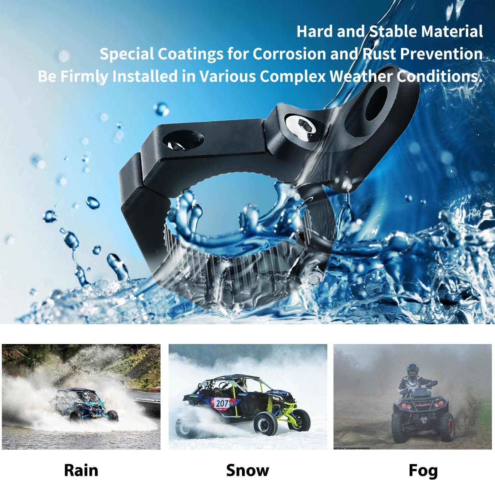 1.5-2inch 360° Thickened Off-Road Whip Light Extension Roll Bar Mounts Brackets with Rubber Bar Clamp