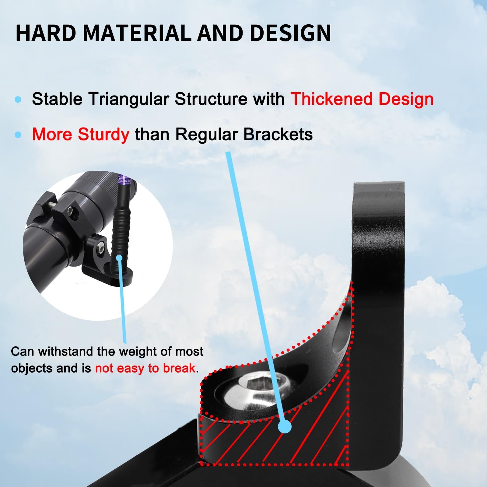 1.5-2inch 360° Thickened Off-Road Whip Light Extension Roll Bar Mounts Brackets with Rubber Bar Clamp