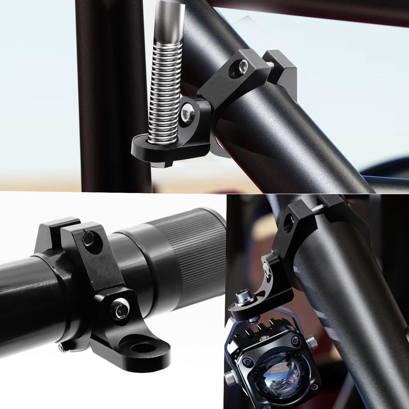 1.5-2inch 360° Thickened Off-Road Whip Light Extension Roll Bar Mounts Brackets with Rubber Bar Clamp