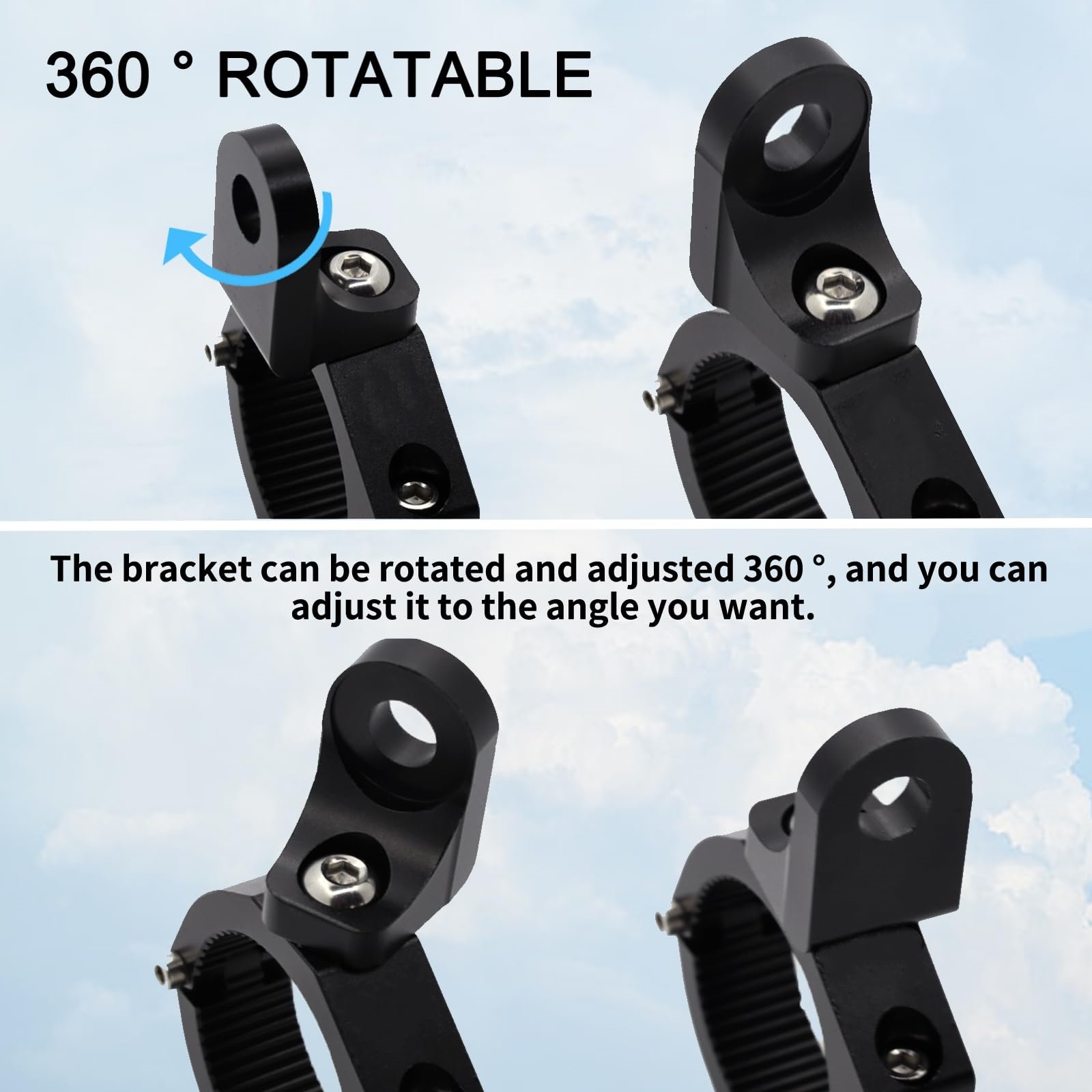 1.5-2inch 360° Thickened Off-Road Whip Light Extension Roll Bar Mounts Brackets with Rubber Bar Clamp