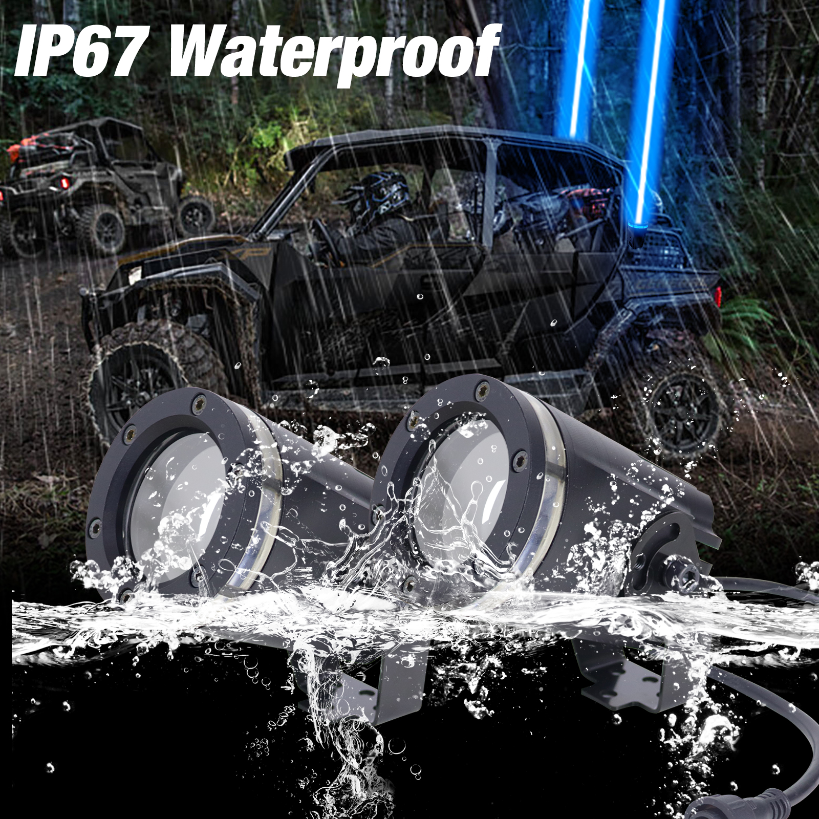 RGBW Spot Beam Laser Whip Light Pods Overlanding Offroad Marine Identifier
