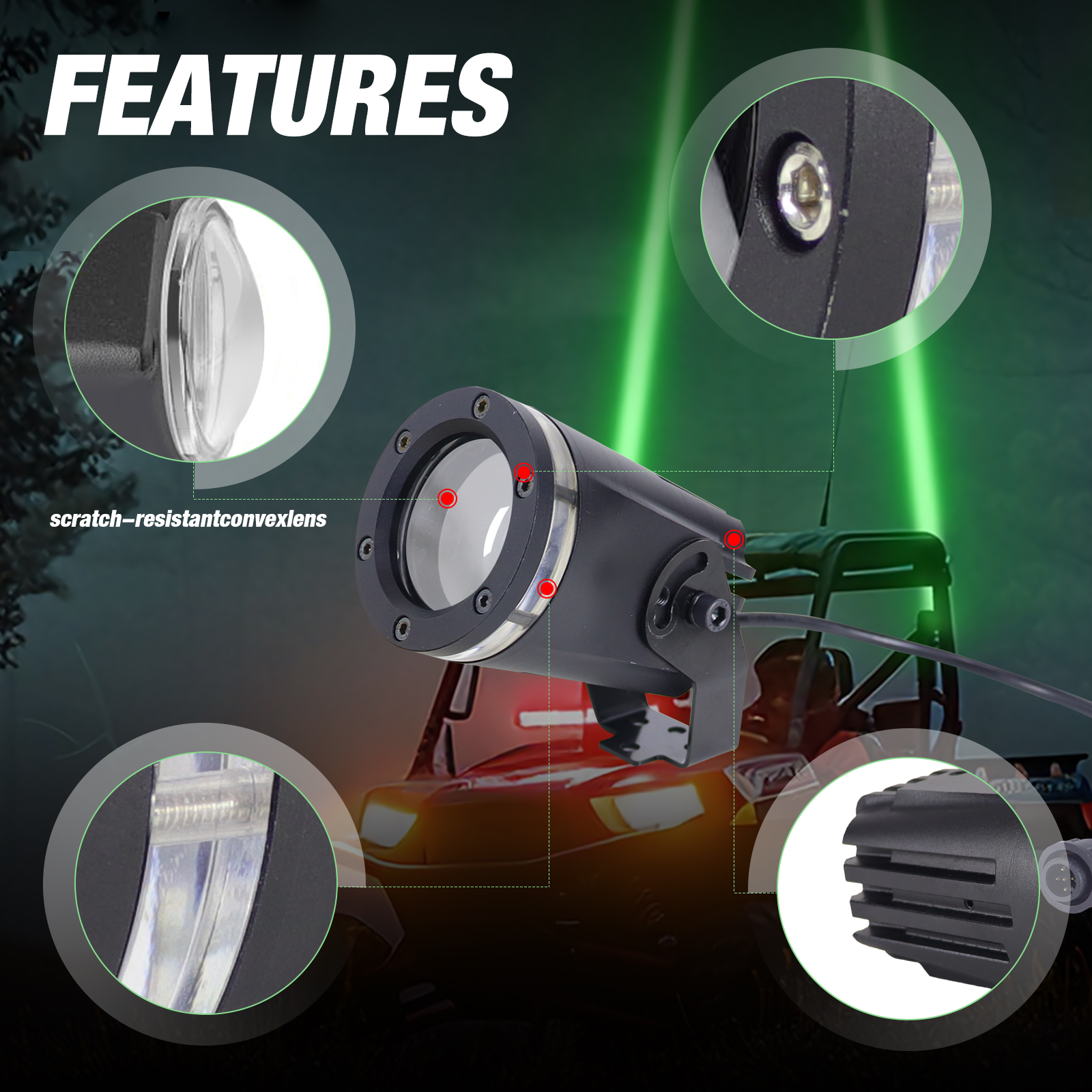 RGBW Spot Beam Laser Whip Light Pods Overlanding Offroad Marine Identifier